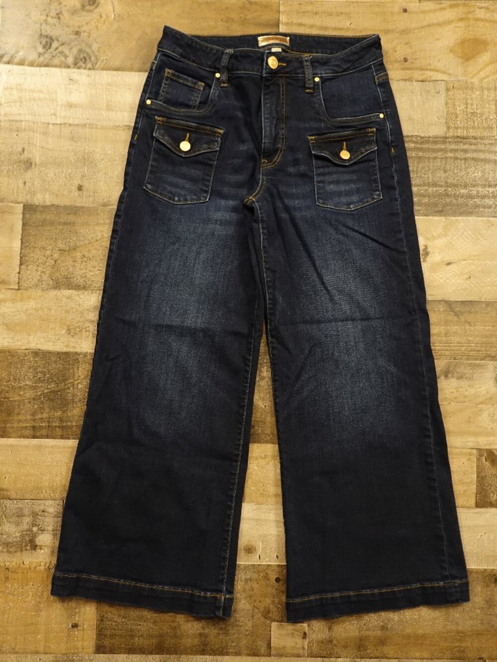 Kut from the Kloth Dark Blue Cropped Wide-Leg Jeans